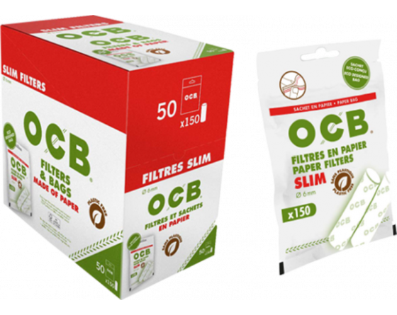 B.50 Sachets 150 Filtres slim papier OCB - Filtres en sachet (Ø 6