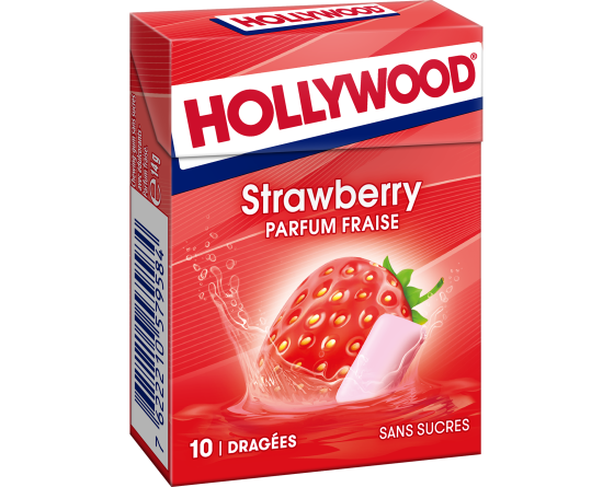 Chewing Gum Hollywood Tablette Fraise - 20 étuis